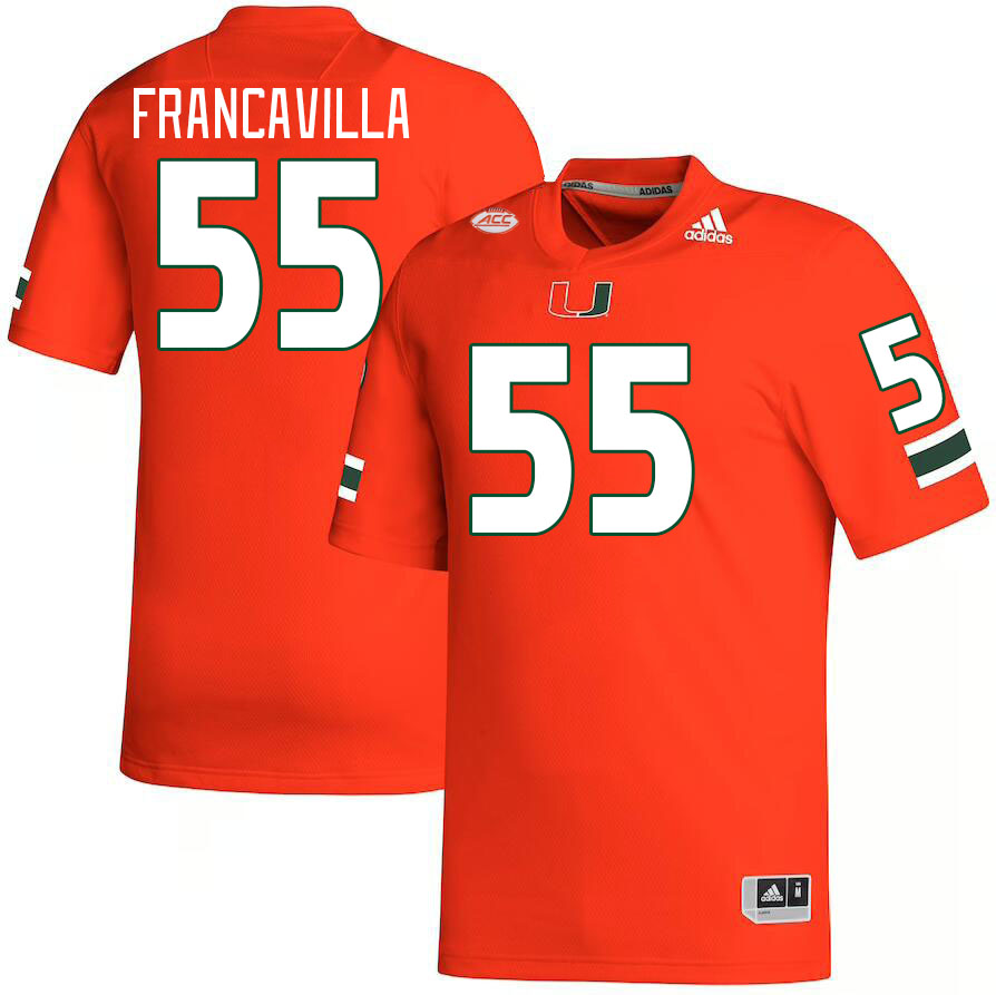 Men #55 Nino Francavilla Miami Hurricanes College Football Jerseys Stitched-Orange